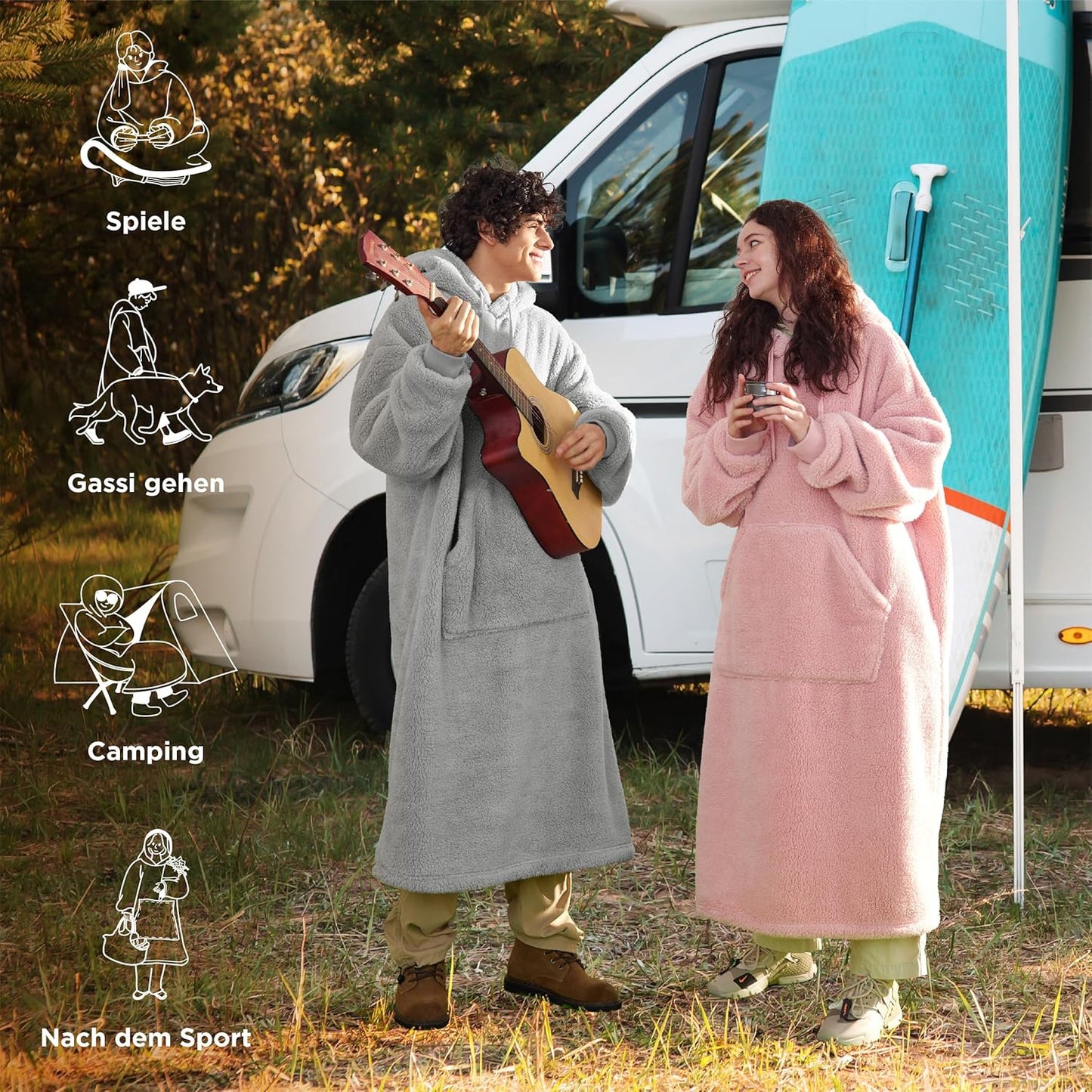 Kuschelhoodie Decke – Weich, Warm & Bequem zum Anziehen